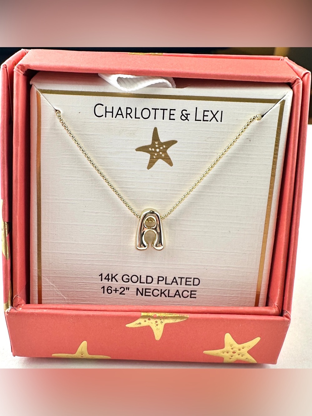 NIB Charlotte & Lexi 14K Gold Plated Initial “A” Necklace